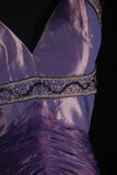 Vintage 50s 1950s Formal Mermaid Halter Purple Tiered Taffeta Pleated With Beads Sleeveless Long Prom Dresses Party Formal Gowns HZ0311
