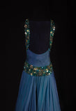 Retro Vintage 1960s Formal A line Halter Blue Fashion With Beads Long Prom Dresses Party Formal Gowns HZ0311