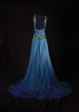Retro Vintage 1960s Formal A line Halter Blue Fashion With Beads Long Prom Dresses Party Formal Gowns HZ0311