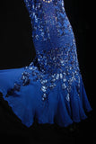 Retro 50s 1950s Formal Sheath Spaghetti Strap Royal Blue With Gem Beads Sleeveless Mid Length Prom Dresses Party Formal Gowns HZ0311