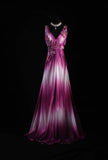 Retro Vintage 1960s Formal A line V Neck Pink Ombre White Fashion With Beads Long Prom Dresses Party Formal Gowns HZ0311