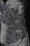 Vintage 50s 1950s Formal Mermaid One Shoulder Grey Tiered Pleated With Beads Style Impress Long Prom Dresses Party Formal Gowns HZ0311