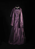 Retro Ball Gowns Women Cocktail Party Gown Strapless With Beads Cape Outfits 90s Purple Long Graduation Dinner Outfits Prom Dresses HZ0311