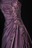 Retro Ball Gowns Women Cocktail Party Gown Strapless With Beads Cape Outfits 90s Purple Long Graduation Dinner Outfits Prom Dresses HZ0311