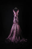 Retro Vintage 1960s Formal Mermaid V Neck Purple With Beads Long Prom Dresses Party Formal Gowns HZ0311