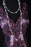Retro Vintage 1960s Formal Mermaid V Neck Purple With Beads Long Prom Dresses Party Formal Gowns HZ0311