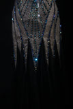 Retro Vintage 1960s Style Formal Mermaid Sweetheart Black Tulle With Beads Long Prom Dresses Party Formal Gowns HZ0311