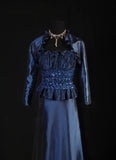 Retro 70s 1960s Formal A Line Strapless Navy Blue With Gem Beads Jacket Sleeveless Long Prom Dresses Party Formal Gowns HZ0311