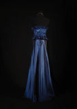 Retro 70s 1960s Formal A Line Strapless Navy Blue With Gem Beads Jacket Sleeveless Long Prom Dresses Party Formal Gowns HZ0311