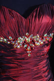 Vintage 50s 1950s Formal Mermaid Sweetheart Burgundy Wine Red Pleated With Beaded Style Impress Long Prom Dresses Party Formal Gowns HZ0311