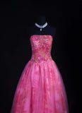 Vintage Ball Gowns Prom Dress Aesthetic Strapless Hot Pink 1950s Style Impress Long Prom Dresses Party Formal Gowns HZ0311