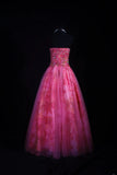 Vintage Ball Gowns Prom Dress Aesthetic Strapless Hot Pink 1950s Style Impress Long Prom Dresses Party Formal Gowns HZ0311