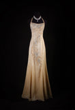 Sparkly Prom Dresses Aesthetic Mermaid Halter Champagne With Beads Inspo Impress Long Party Formal Gown For Senior Teens High Schools HZ0311