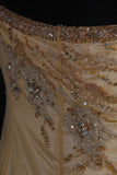 Sparkly Prom Dresses Aesthetic Mermaid Halter Champagne With Beads Inspo Impress Long Party Formal Gown For Senior Teens High Schools HZ0311
