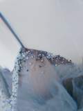 Gorgeous Dusty Blue Sparkly Tulle Beaded Prom Dress Tiered Formal Gown With Rhinestone Party Gowns HZ0311