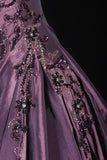 Vintage Ball Gowns Prom Dress Aesthetic Strapless Dusty Purple 1950s Long Prom Dresses Party Semi Formal Gowns HZ0311