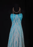 Sparkly Prom Dresses Aesthetic A line Strapless Blue With Beads Inspo Impress Long Party Semi Formal Gown For Senior Teens High Schools HZ0311