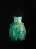 Chic Ball Gown Strapless Green Short 16th Birthday Dress Organza Homecoming Dresses Cocktail Gown HZ0311
