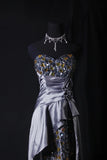 Sparkly Prom Dresses Aesthetic Sheath Strapless Gray With Beads Inspo Party Semi Formal Gown For Senior Teens High Schools HZ0311