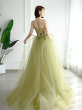 Simple Ball Gown Strapless Sage Green Tulle Long Formal Prom Dresses Dance Night Outfits Evening Birthday Outfit HZ0311