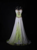 Vintage Prom Dresses Aesthetic A Line Spaghetti Strap White Green Chiffon Semi Formal Inspo Impress Long Party Formal Gown For Teens High Schools HZ0311