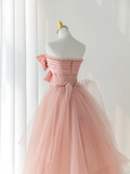 Elegant Ball Gown Strapless Pink Tulle Long Formal Prom Dresses Dance Night Outfits Evening 18th Birthday Outfit HZ0311