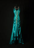 Vintage Prom Dresses Aesthetic Mermaid Halter Dark Green 2000s Semi Formal Inspo Impress Long Party Formal Gown For Teens High Schools HZ0311