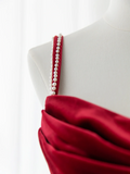 Sexy Mermaid Spaghetti Straps Dark Burgundy Velvet Prom Dress Fashion Aesthetic For Teens Formal Dresses Party Outfits Prom Gown HZ0311
