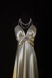 Simple Prom Dresses Aesthetic A line Halter Silk Satin With Beads Inspo Impress Long Party Semi Formal Gown For Senior Teens High Schools HZ0311