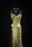 Chic Mermaid Spaghetti Straps Green Satin With Beads Sequins Long Formal Fancy Prom Dresses Dinner Night Outfits Party Gowns For Teens HZ0311