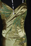 Chic Mermaid Spaghetti Straps Green Satin With Beads Sequins Long Formal Fancy Prom Dresses Dinner Night Outfits Party Gowns For Teens HZ0311