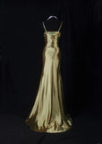 Chic Mermaid Spaghetti Straps Green Satin With Beads Sequins Long Formal Fancy Prom Dresses Dinner Night Outfits Party Gowns For Teens HZ0311