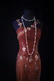 Chic Mermaid Spaghetti Straps Burguny Chiffon With Beads Appliques Long Formal Fancy Prom Dresses Night Outfits Party Gowns For Teens HZ0311