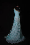 Modest Mermaid One Shoulder Blue Chiffon Prom Dress With Beaded Long Party Gowns Evening Dresses HZ0311