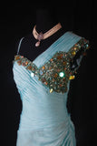 Modest Mermaid One Shoulder Blue Chiffon Prom Dress With Beaded Long Party Gowns Evening Dresses HZ0311