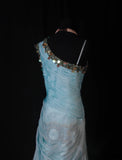 Modest Mermaid One Shoulder Blue Chiffon Prom Dress With Beaded Long Party Gowns Evening Dresses HZ0311