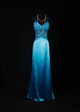 Vintage 50s Mermaid Spaghetti Straps Blue Satin Prom Dress Long Party Gowns Evening Dresses HZ0311