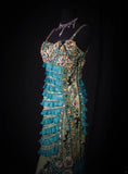 Vintage 60s Mermaid Spaghetti Straps Blue Tulle With Beads Long Formal Fancy Prom Dresses Night Outfits Party Gowns HZ0311