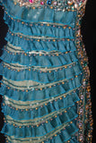 Vintage 60s Mermaid Spaghetti Straps Blue Tulle With Beads Long Formal Fancy Prom Dresses Night Outfits Party Gowns HZ0311