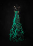 Vintage Prom Dresses 1950s Satin Dark Green Long Party Gowns Evening Dresses HZ0311
