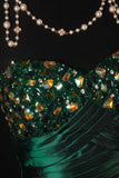 Vintage Prom Dresses 1950s Satin Dark Green Long Party Gowns Evening Dresses HZ0311