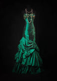 Vintage Prom Dresses 1950s Satin Dark Green Long Party Gowns Evening Dresses HZ0311