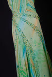 Vintage Prom Dresses 1950s Mermaid One Shoulder Chiffon Green Long Parties Gowns Evening Dresses HZ0311