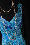 Vintage Prom Dresses 1950s A line V Neck Chiffon Royal Blue Long Parties Gowns Evening Dresses HZ0311