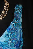 Vintage Prom Dresses 1950s A line V Neck Chiffon Royal Blue Long Parties Gowns Evening Dresses HZ0311