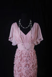 Chic Sheath V Neck Pink Floral Hoco Gowns Short 16th Birthday Dress Homecoming Dresses Cocktail Gown HZ0311