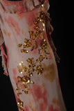 Classy Prom Dresses 1950s Mermaid Spaghetti Straps Chiffon With Gold Beaded Long Parties Gowns Evening Dress HZ0311