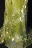 Classy Prom Dresses 1950s Mermaid V Neckline Green Chiffon With Floral Long Parties Gowns Evening Dress HZ0311