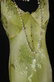 Classy Prom Dresses 1950s Mermaid V Neckline Green Chiffon With Floral Long Parties Gowns Evening Dress HZ0311