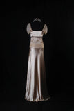 Classy Prom Dresses 1950s A line V Neckline Champagne Chiffon With Beaded Vintage Long Parties Gowns Evening Dress HZ0311